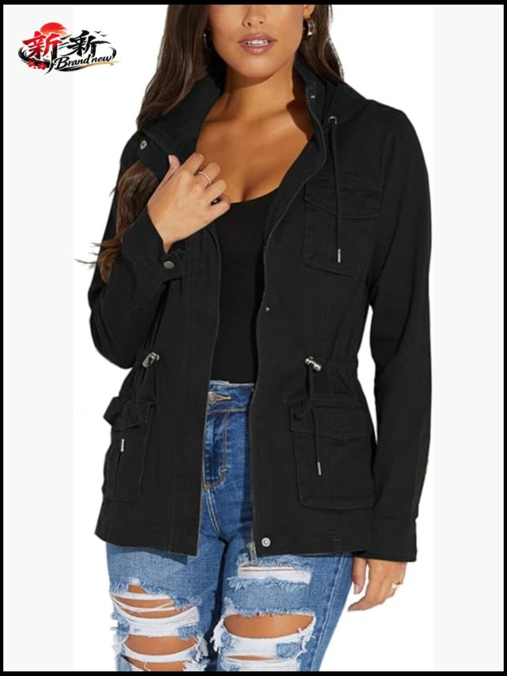 Camouflage Shacket Jacket Long Sleeve Zipper Canvas Camo With Pockets
